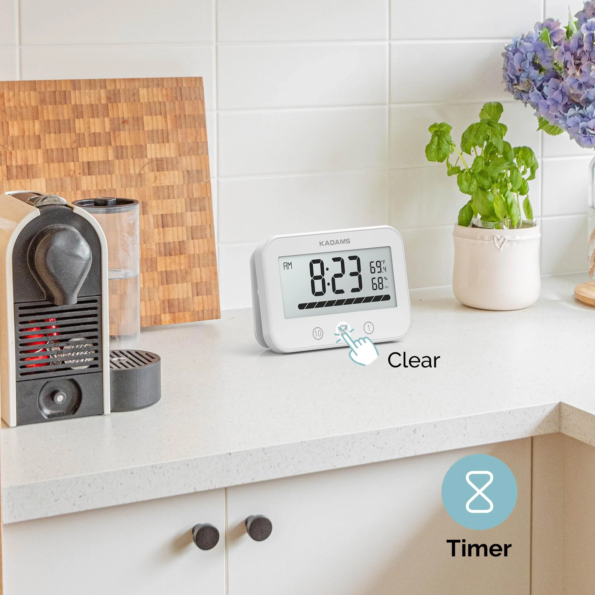 KADAMS Shower Timer Clock Waterproof Bathroom Timer – Digital Wall Clock with Countup & Countdown, Kitchen Clock with Temperature, Suction Cup for Kids Shower Spa Cook Bath (Black, Rectangular) - Image 4