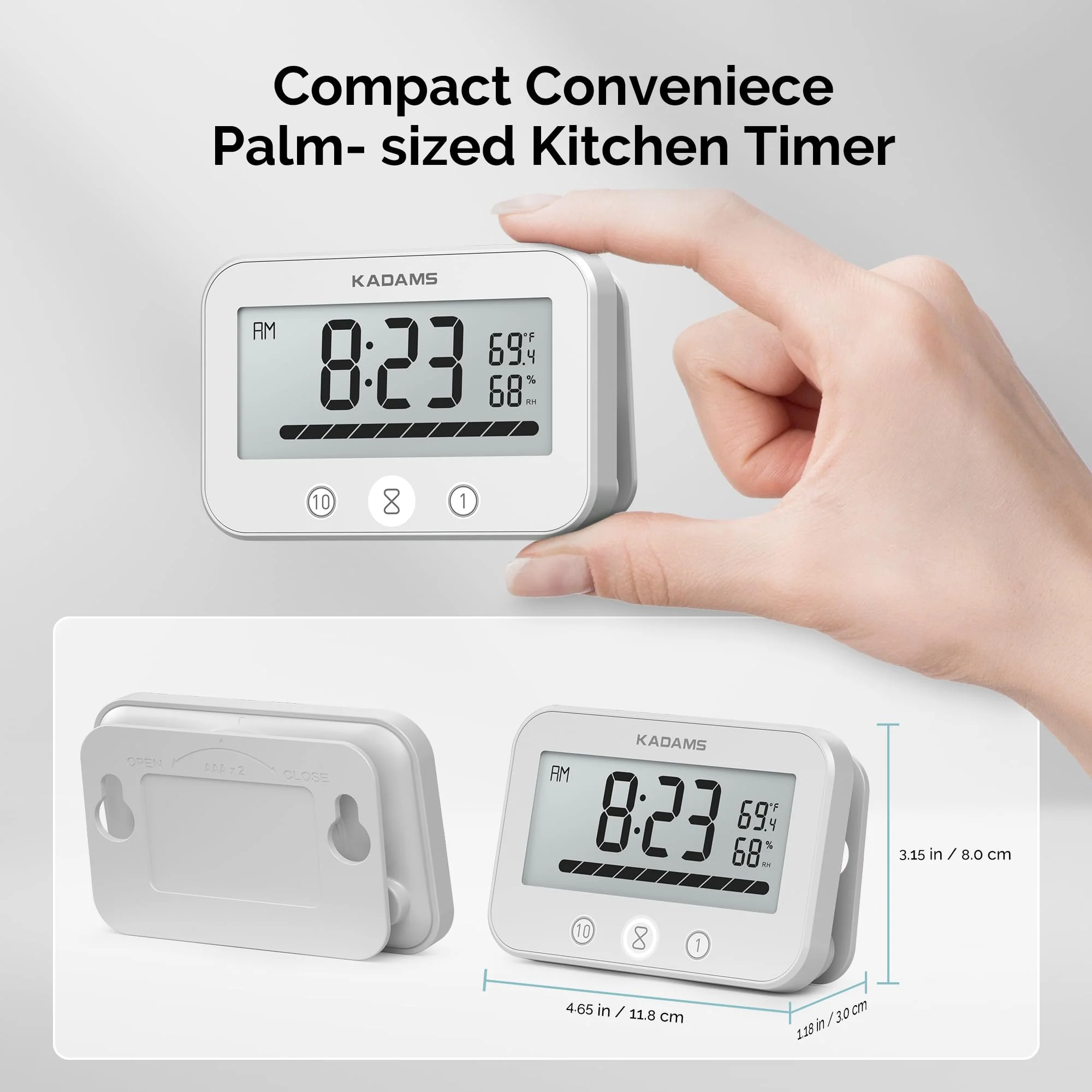 KADAMS Shower Timer Clock Waterproof Bathroom Timer – Digital Wall Clock with Countup & Countdown, Kitchen Clock with Temperature, Suction Cup for Kids Shower Spa Cook Bath (Black, Rectangular) - Image 9