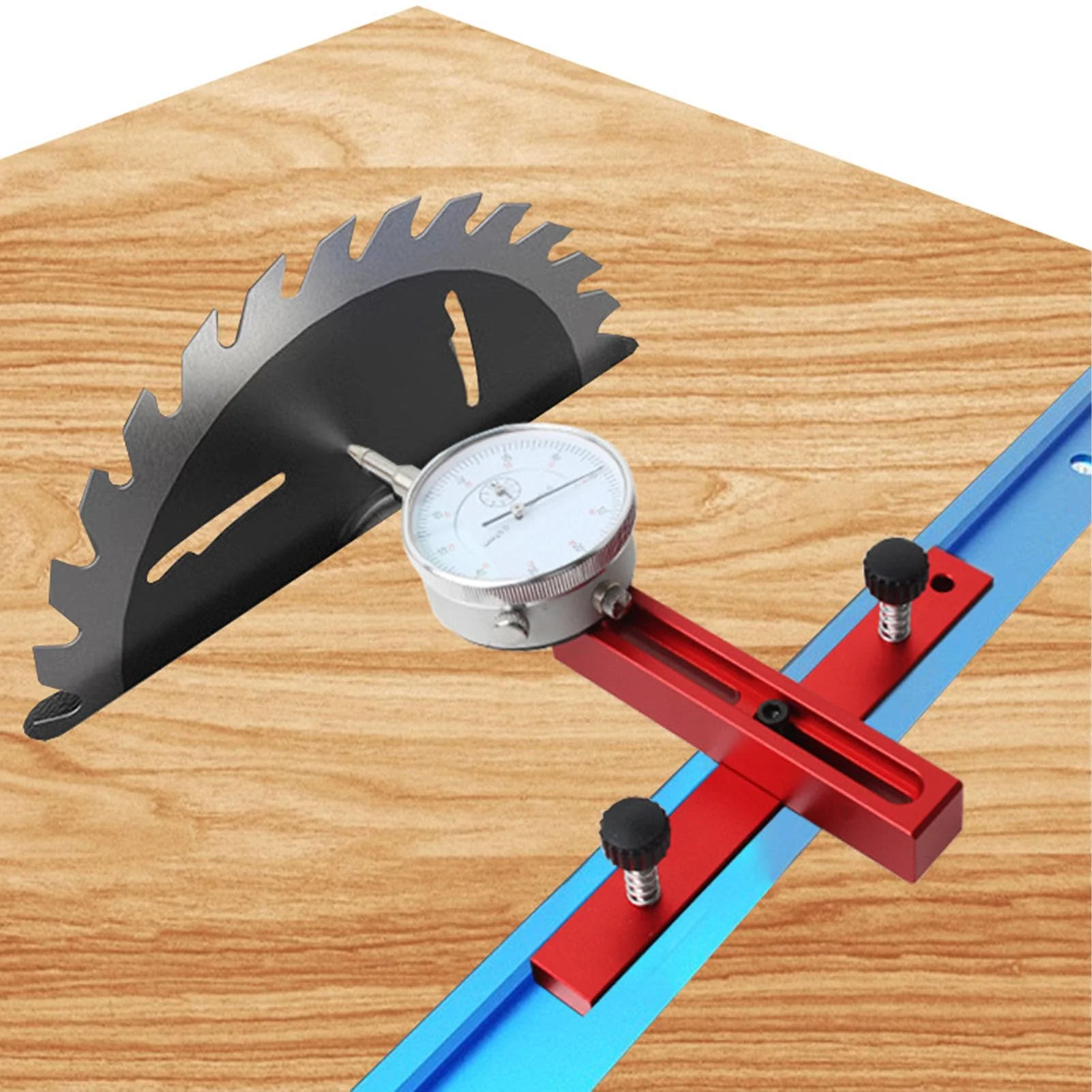 Kadimendium High-precision table saw dial gauge made of aluminium alloy, compact and portable, with adjustable chamfer notch lever. For aligning workshop machines - Image 3