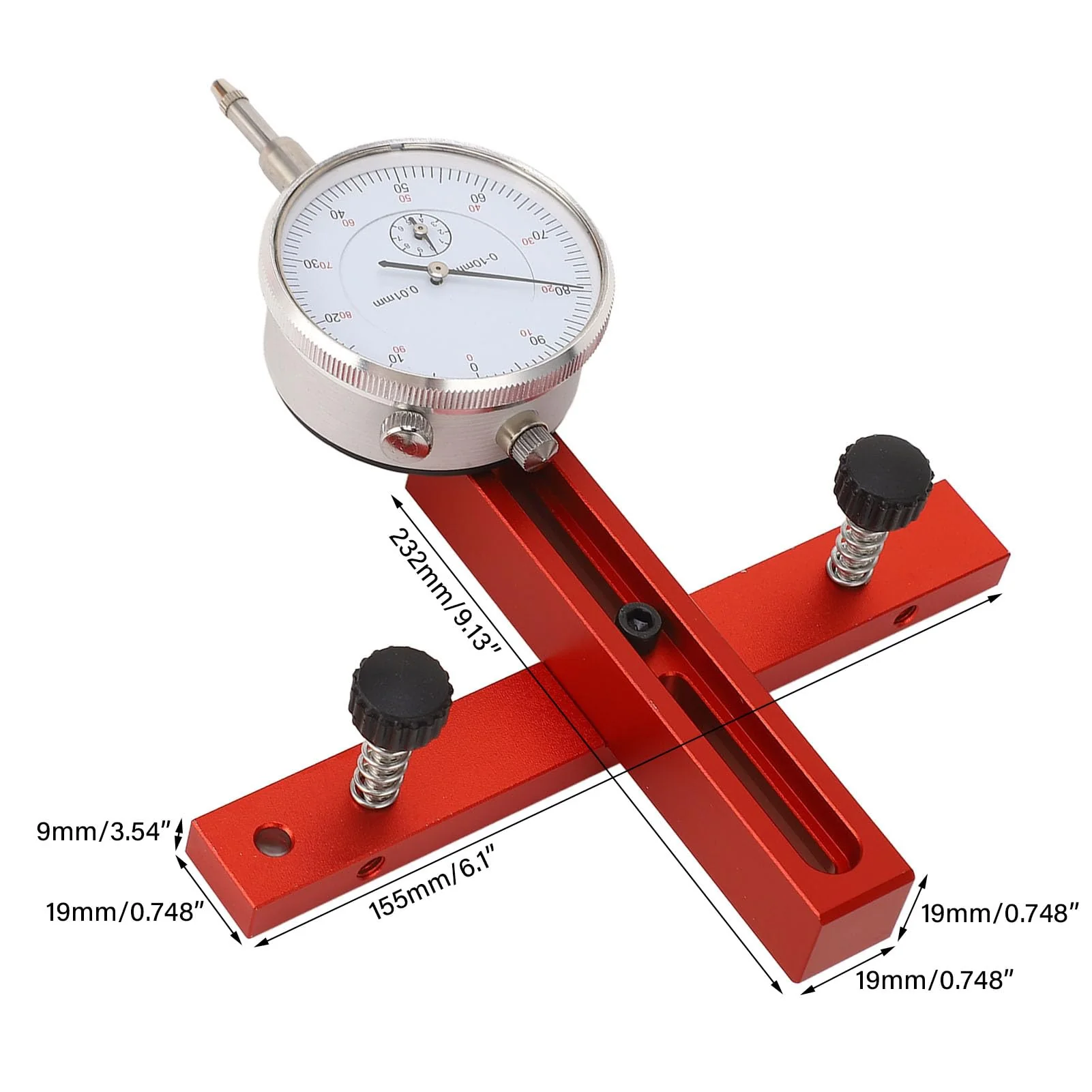 Kadimendium High-precision table saw dial gauge made of aluminium alloy, compact and portable, with adjustable chamfer notch lever. For aligning workshop machines - Image 4