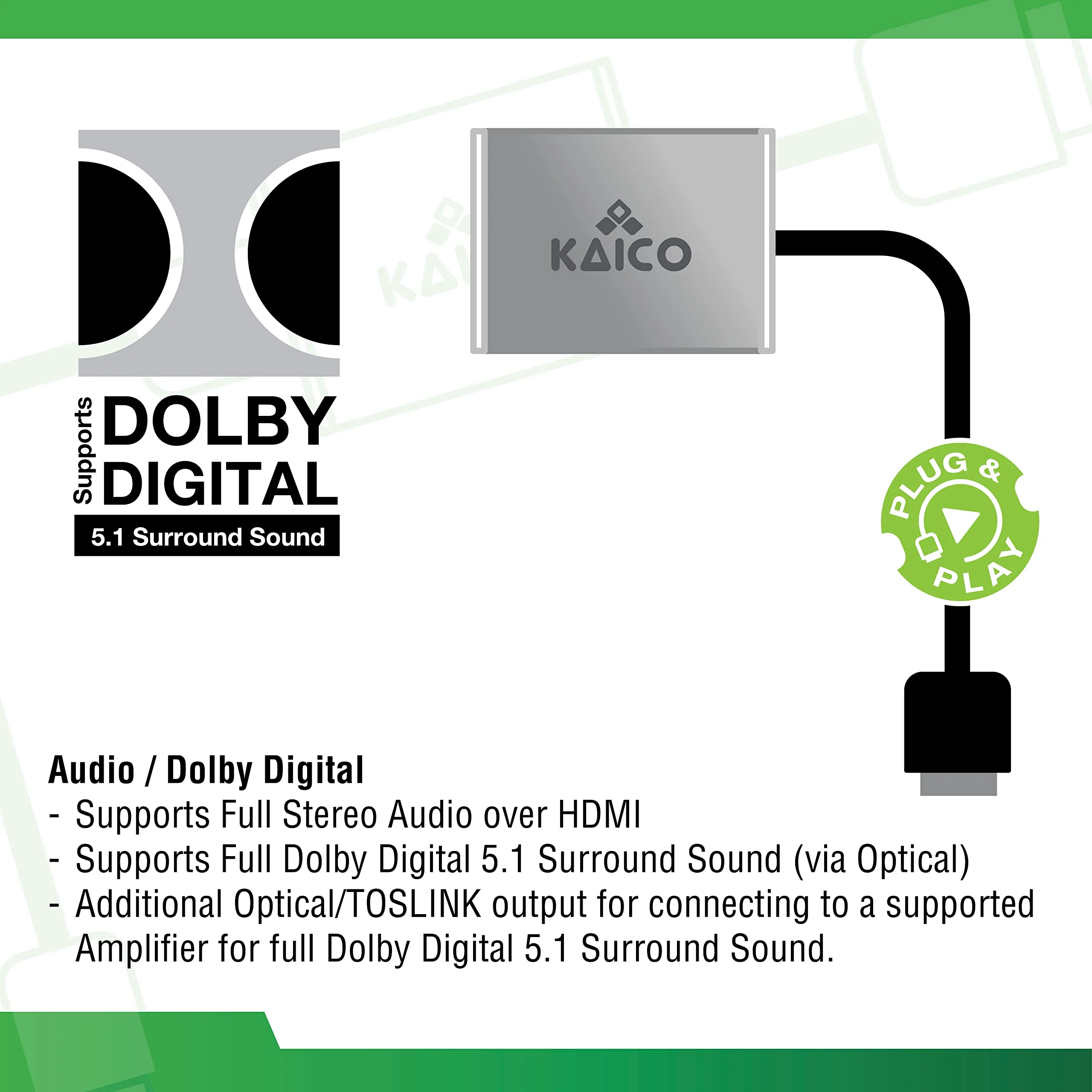 Kaico Original Xbox to HDMI Adapter– HD Link Cable for Original Xbox Console– Supports 480i/480p/720p/1080i– Dolby Digital 5.1 via Optical Port– Plug & Play Converter with Toslink Audio Support - Image 5