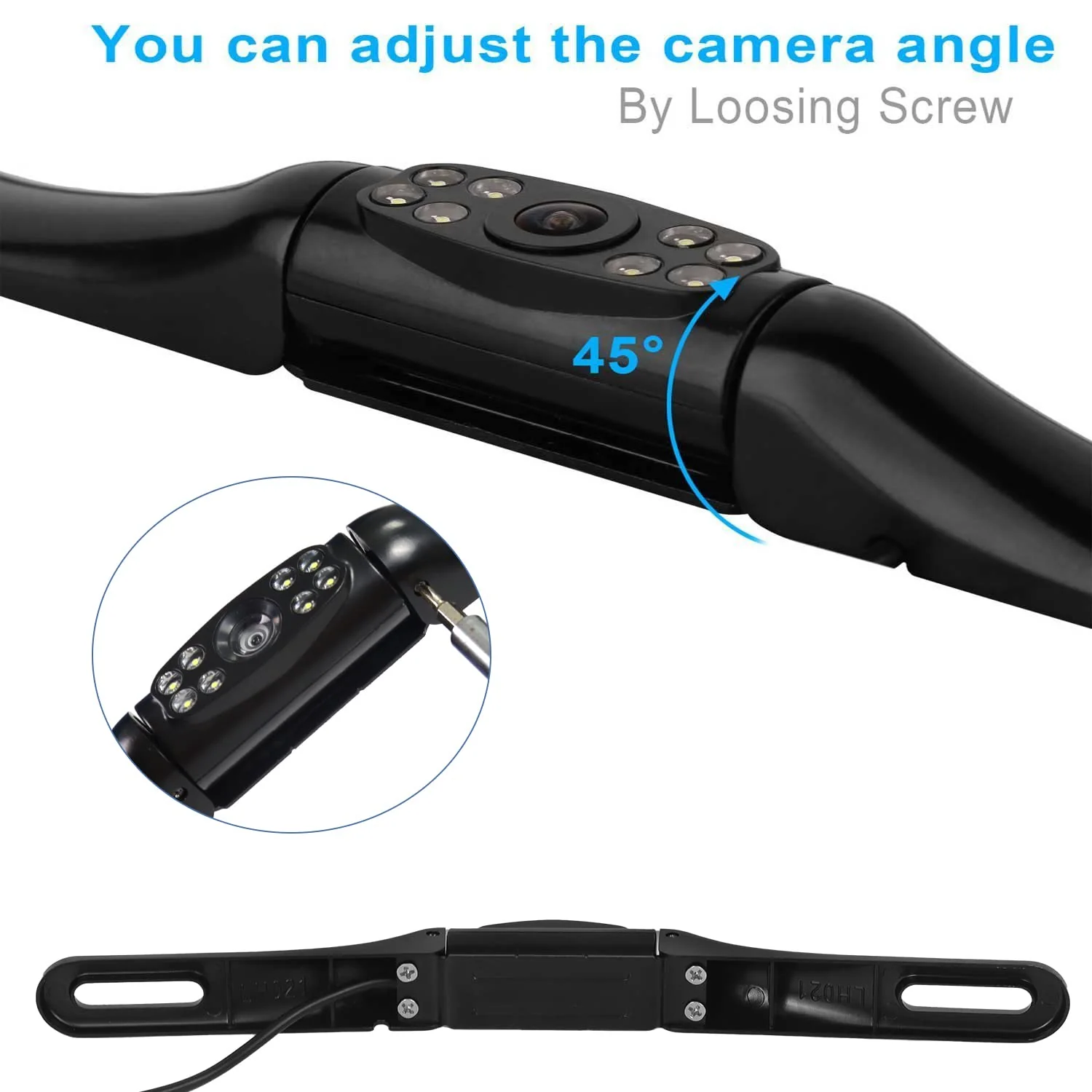 Kairiyard License Plate Backup Camera, Waterproof 170° View Rear View Reverse Camera Night Vision Back up Camera Systems for Cars Trucks Pickup SUVs Trailer License Plate Camera-Black - Image 7