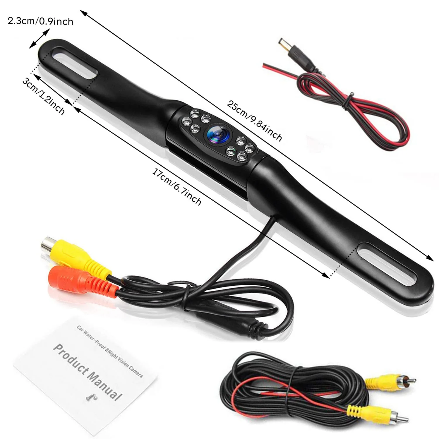 Kairiyard License Plate Backup Camera, Waterproof 170° View Rear View Reverse Camera Night Vision Back up Camera Systems for Cars Trucks Pickup SUVs Trailer License Plate Camera-Black - Image 8