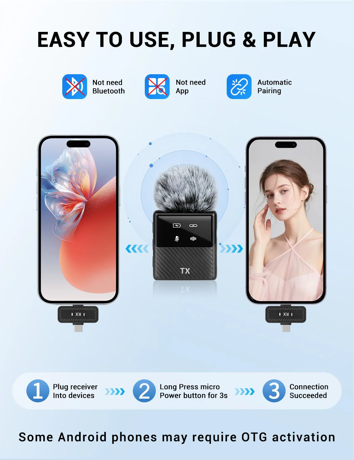 Kairiyard Mini Wireless Lavalier Microphone for iPhone, iPad, Android Phone, Noise Reduction Plug and Play Magnetic Clip on Lapel Mic for Video Recording Podcast Vlogging - Image 3