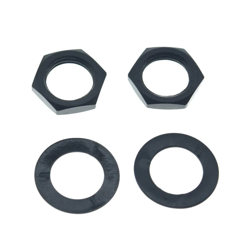 KAISH 10pcs Brass American Thread 3/8" Guitar Pots Nuts Potentiometer Hex Nut Guitar Jack Nut and Washers for CTS Pots & Switchcraft & Pure Tone Jacks Black - Image 2