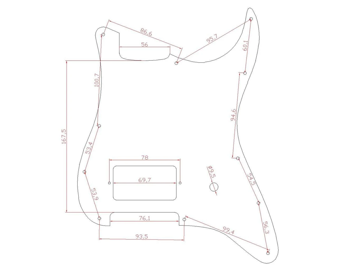 KAISH 11 Hole ST/Strat Style One Humbucker Guitar Pickguard Scratch Plate for Delonge Stratocaster/Strat Black 3 Ply - Image 3