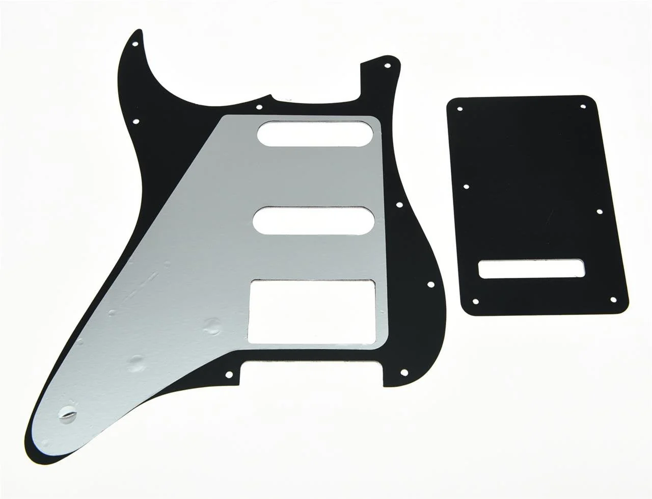 KAISH 11 Hole ST/Strat Style Pickguard HSS Pick Guard with ST Back Plate Tremolo Trem Cover for USA/Mexico Stratocaster/Strat Black 3 Ply Black 3 Ply (BWB) - Image 2