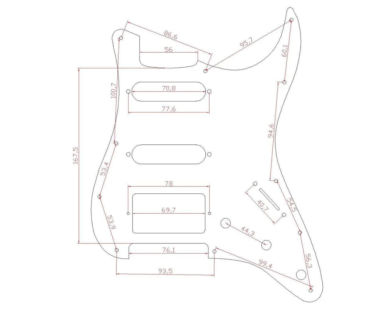 KAISH 11 Hole ST/Strat Style Pickguard HSS Pick Guard with ST Back Plate Tremolo Trem Cover for USA/Mexico Stratocaster/Strat Black 3 Ply Black 3 Ply (BWB) - Image 3