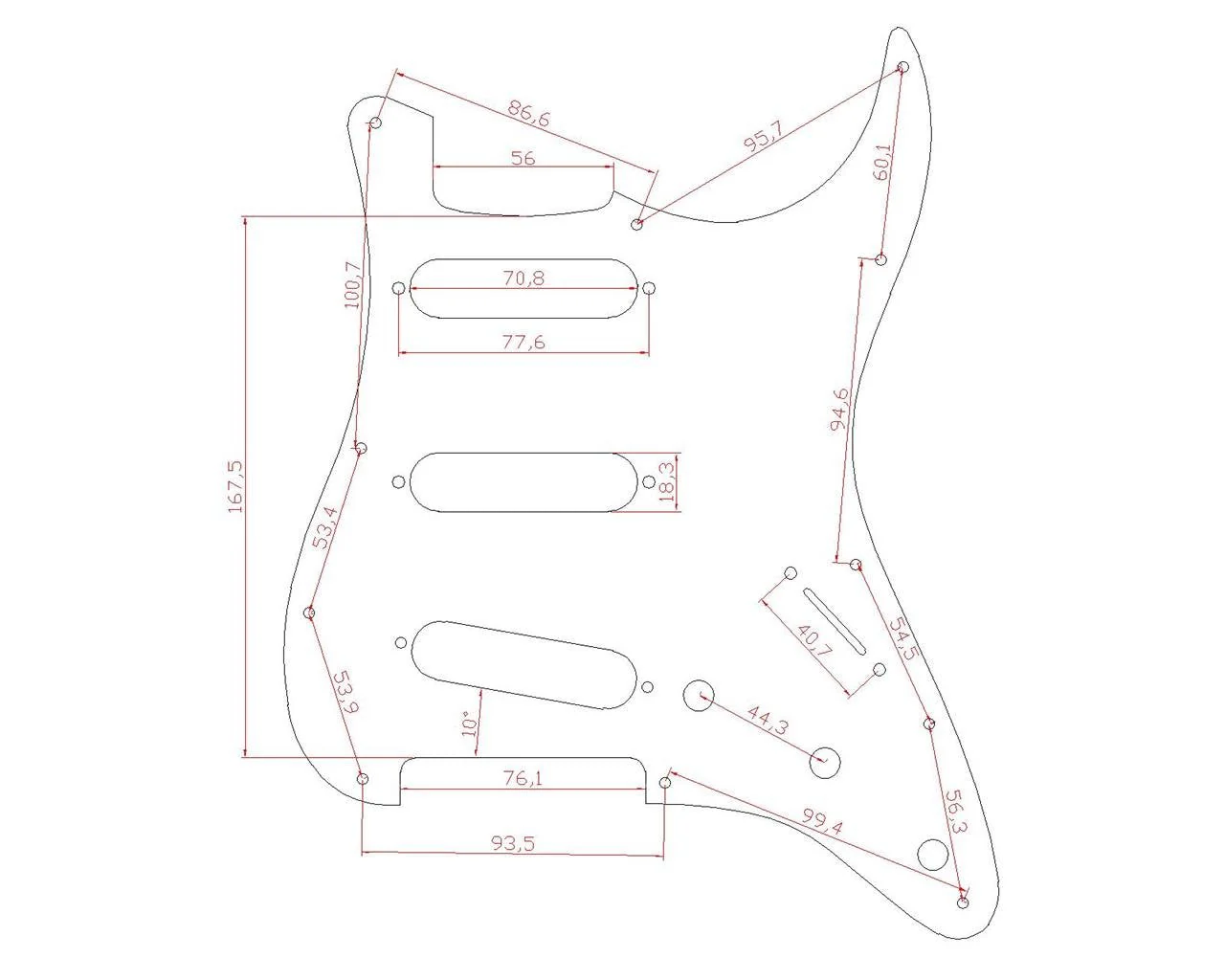 KAISH 11 Hole ST/Strat Style Pickguard SSS Pick Guard with ST Back Plate Tremolo Trem Cover for USA/Mexico Stratocaster/Strat Red Pearl - Image 2