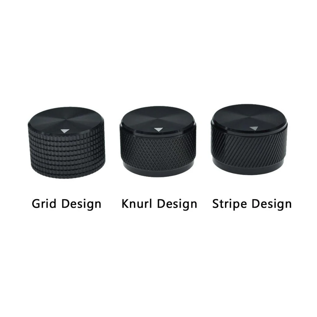 KAISH 2-Pack 1-3/16"(30mm) Diam. Aluminium Potentiometer Knobs 1/4" Universal Metal Pot Knobs with Indicator and Set Screw for AMP Amplifier/Power Amplifier/Preamps Black with Knurl Design - Image 3