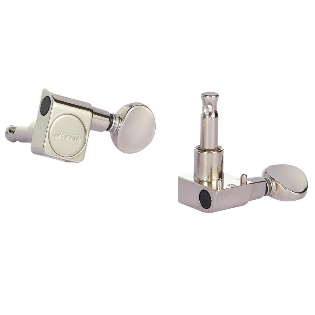 KAISH 21:1 Dual Pin (No Screws) Tuners 2 Pin Tuning Keys Pegs Tuning Machine Heads fits for American Series Strat/Tele Guitars Vintage Oval Button Nickel - Image 2