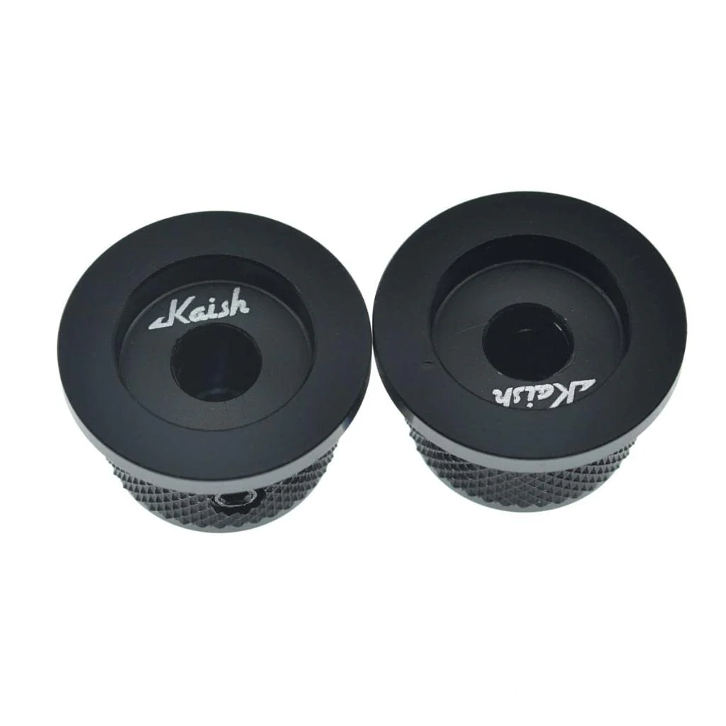 KAISH 2pcs Aluminium Potentiometer Knobs 1/4" Universal Top Hat Knobs Bell Control Knob with Set Screw for Guitar/Bass/AMPS/Preamps Black with Indicator Pack of 2 Black with Indicator-2 - Image 4
