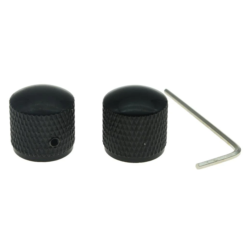 KAISH 2X Import Style Black 20mm Bass Knobs with Set Screw P Bass Knob Dome Knobs for Precision P Bass - Image 2