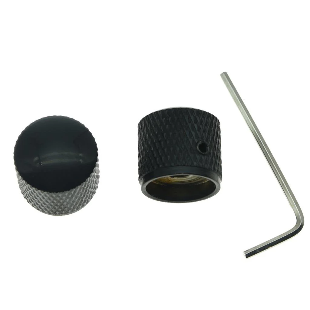 KAISH 2X Import Style Black 20mm Bass Knobs with Set Screw P Bass Knob Dome Knobs for Precision P Bass - Image 3