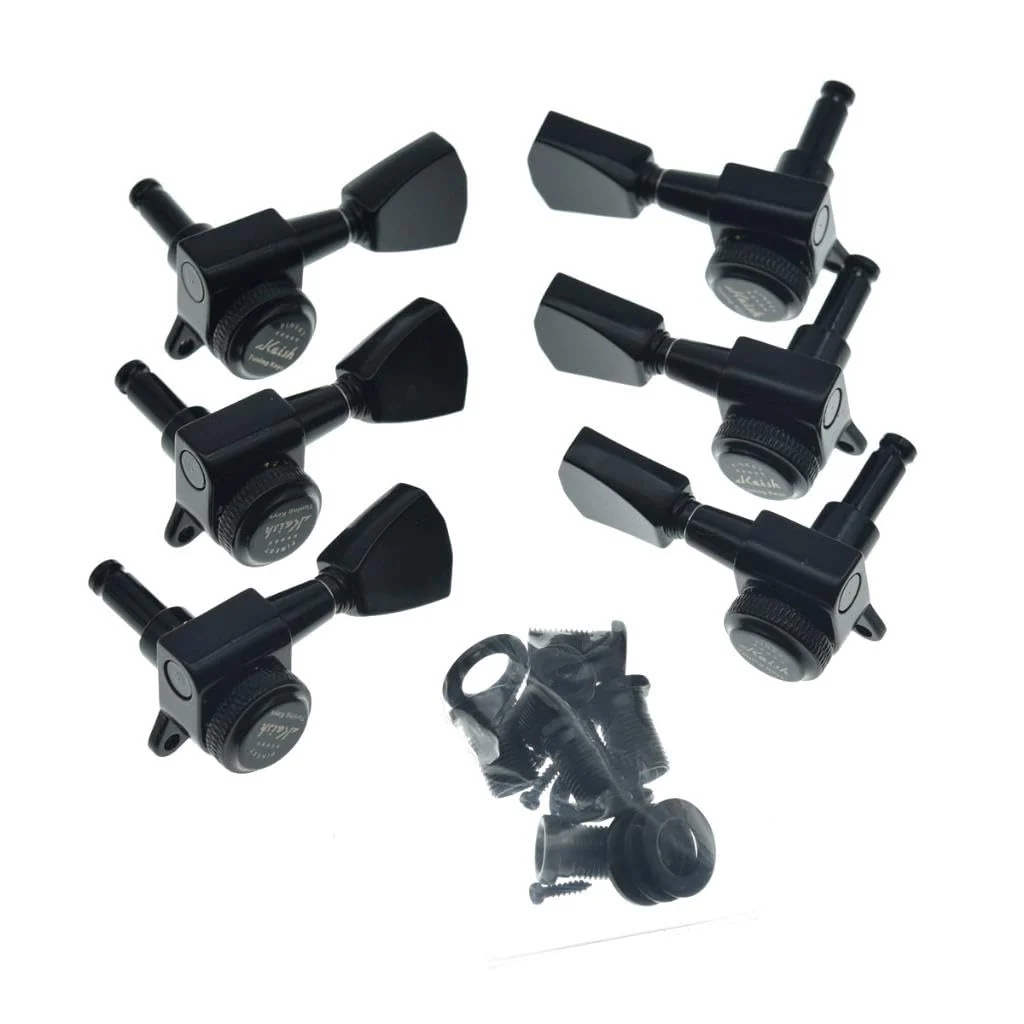 KAISH 3x3 Locking Tuners 18:1 Guitar Tuning Keys Locking Tuning Machines with Keystone Buttons for LP/Les Paul/SG/ES or Acoustic Guitars Black - Image 3