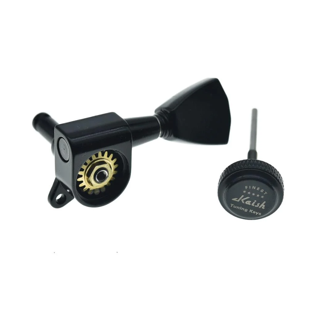 KAISH 3x3 Locking Tuners 18:1 Guitar Tuning Keys Locking Tuning Machines with Keystone Buttons for LP/Les Paul/SG/ES or Acoustic Guitars Black - Image 4