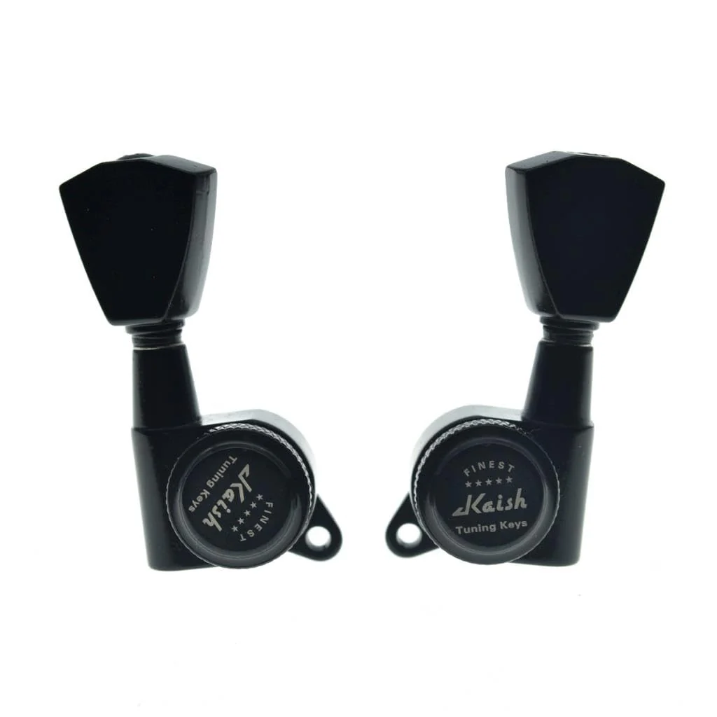 KAISH 3x3 Locking Tuners 18:1 Guitar Tuning Keys Locking Tuning Machines with Keystone Buttons for LP/Les Paul/SG/ES or Acoustic Guitars Black - Image 5