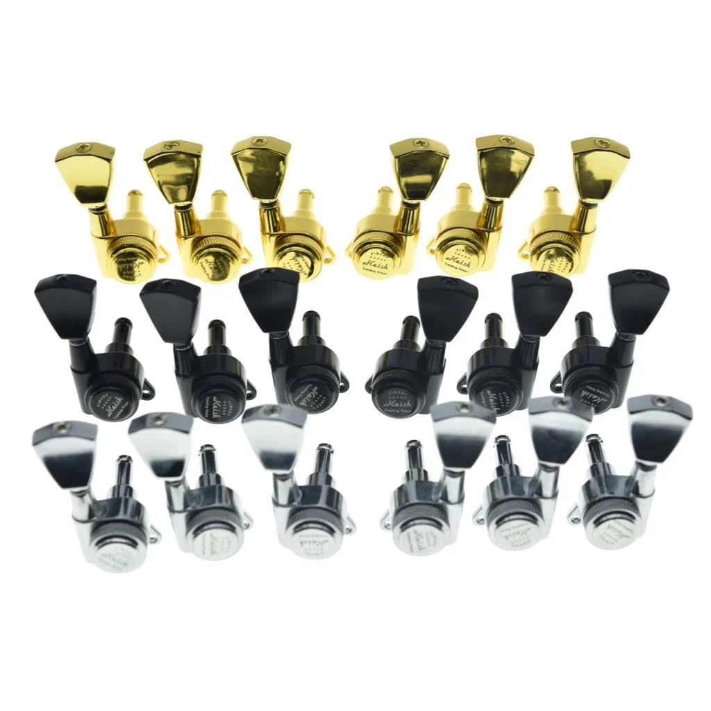 KAISH 3x3 Locking Tuners 18:1 Guitar Tuning Keys Locking Tuning Machines with Keystone Buttons for LP/Les Paul/SG/ES or Acoustic Guitars Black - Image 6