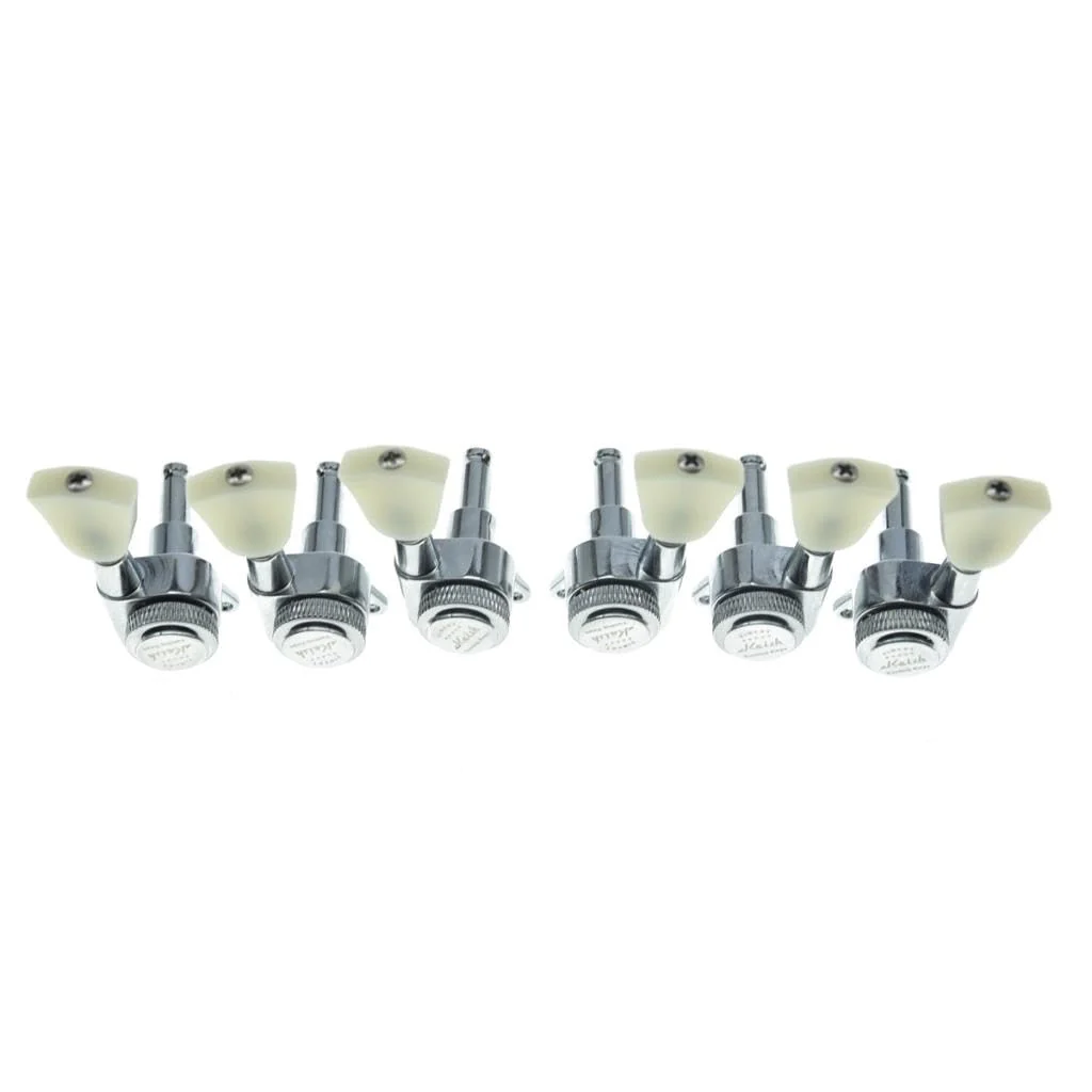 KAISH 3x3 Off White Keystone Locking Tuners 18:1 Guitar Tuning Keys Locking Tuning Machines for LP/Les Paul/SG/ES or Acoustic Guitars Chrome - Image 3