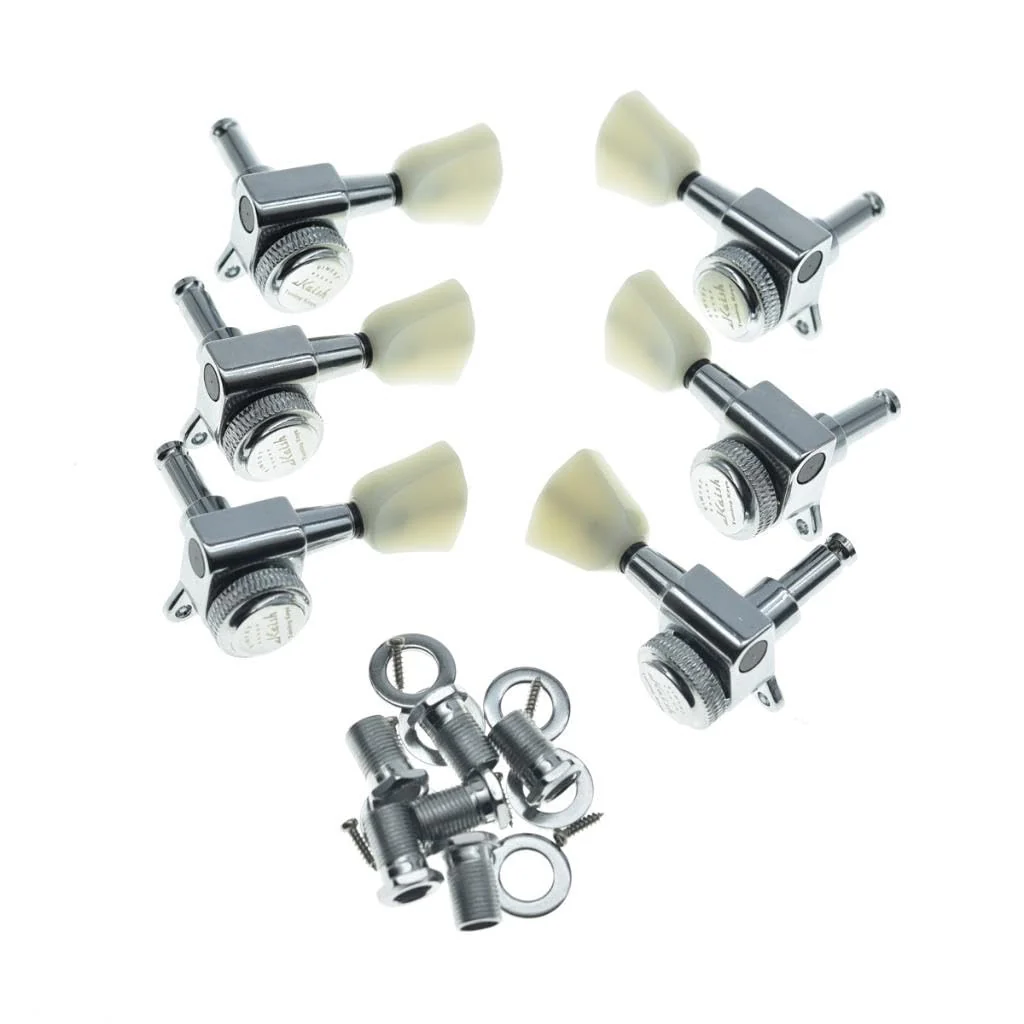 KAISH 3x3 Off White Keystone Locking Tuners 18:1 Guitar Tuning Keys Locking Tuning Machines for LP/Les Paul/SG/ES or Acoustic Guitars Chrome - Image 4