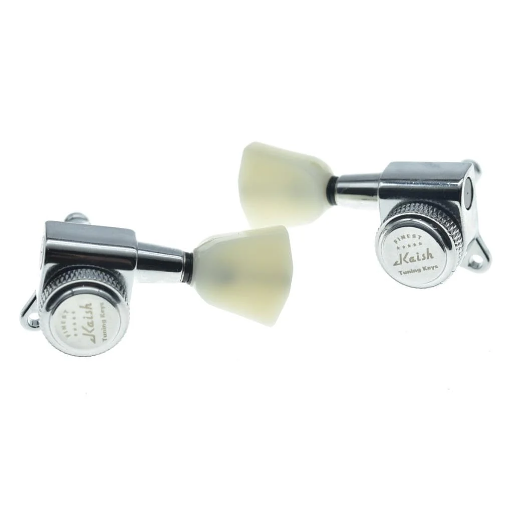 KAISH 3x3 Off White Keystone Locking Tuners 18:1 Guitar Tuning Keys Locking Tuning Machines for LP/Les Paul/SG/ES or Acoustic Guitars Chrome - Image 5