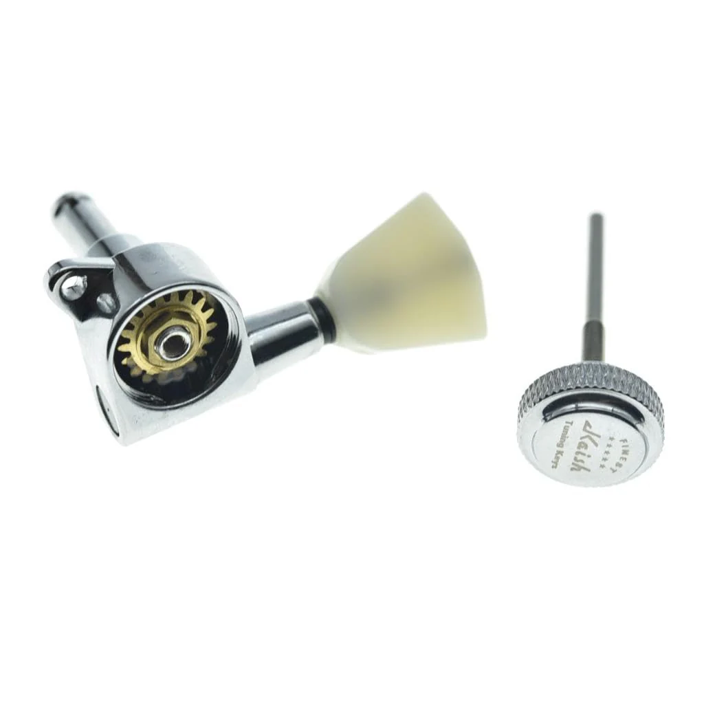 KAISH 3x3 Off White Keystone Locking Tuners 18:1 Guitar Tuning Keys Locking Tuning Machines for LP/Les Paul/SG/ES or Acoustic Guitars Chrome - Image 6