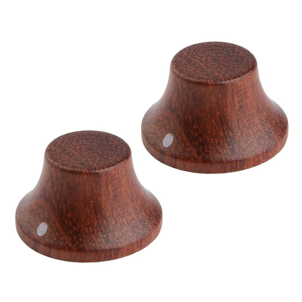 KAISH 4-Pack Wood Knobs LP/Strat Style Bell Knobs Guitar Bass Top Hat Wood Knob with Indicator Dot Bubinga Wood Pack of 4 - Image 2