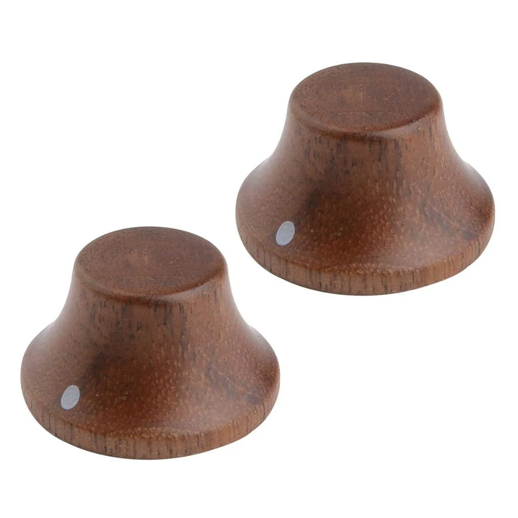 KAISH 4-Pack Wood Knobs LP/Strat Style Bell Knobs Guitar Bass Top Hat Wood Knob with Indicator Dot Walnut Wood Pack of 4 - Image 2