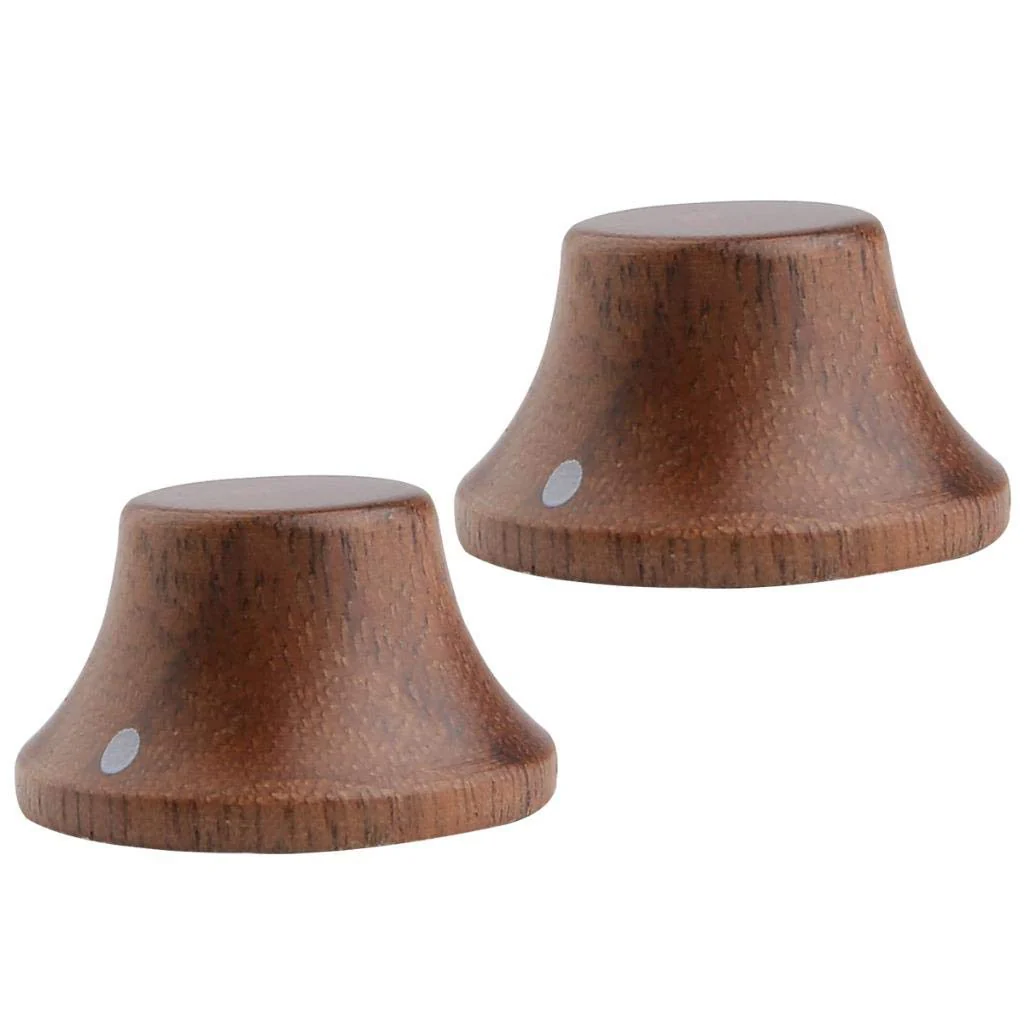 KAISH 4-Pack Wood Knobs LP/Strat Style Bell Knobs Guitar Bass Top Hat Wood Knob with Indicator Dot Walnut Wood Pack of 4 - Image 3
