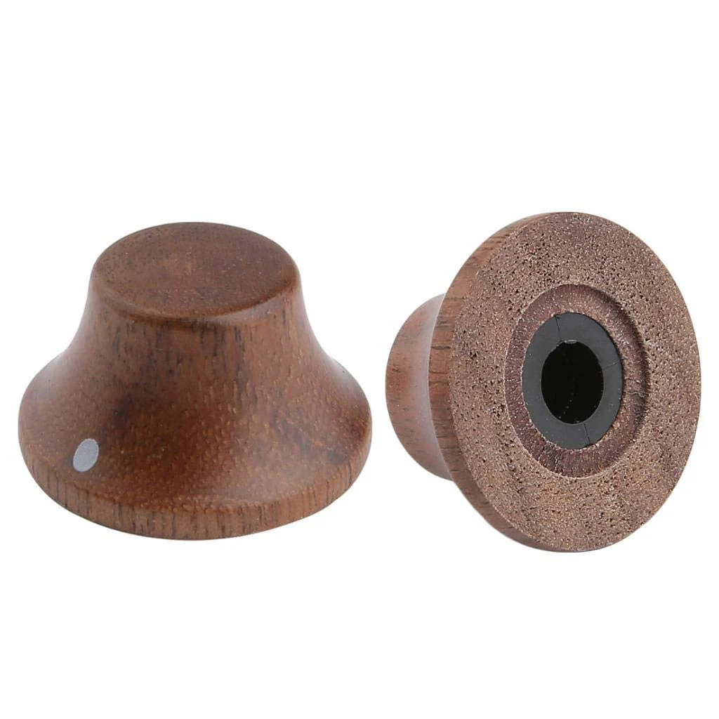 KAISH 4-Pack Wood Knobs LP/Strat Style Bell Knobs Guitar Bass Top Hat Wood Knob with Indicator Dot Walnut Wood Pack of 4 - Image 4