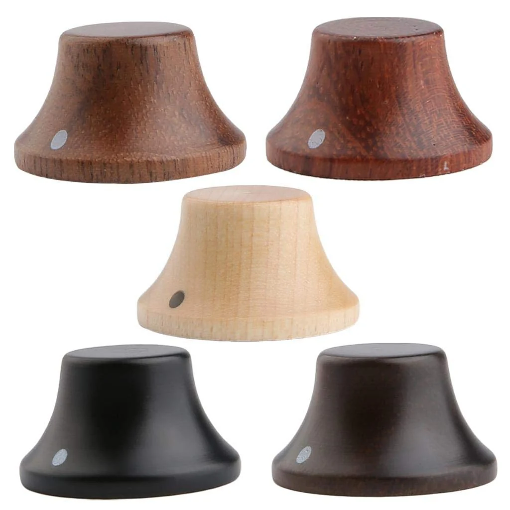 KAISH 4-Pack Wood Knobs LP/Strat Style Bell Knobs Guitar Bass Top Hat Wood Knob with Indicator Dot Walnut Wood Pack of 4 - Image 7