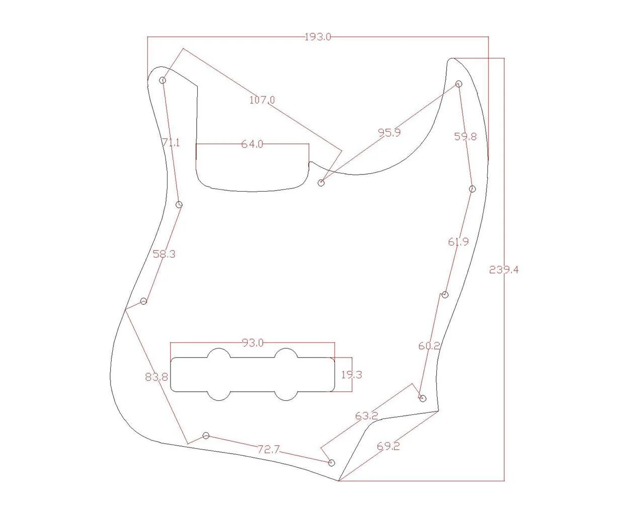 KAISH 4 String J Bass Style Pickguard Bass Pick Guard Scratch Plate for USA/Mexico Jazz J Bass Black 3 Ply Black 3 Ply (BWB) - Image 6