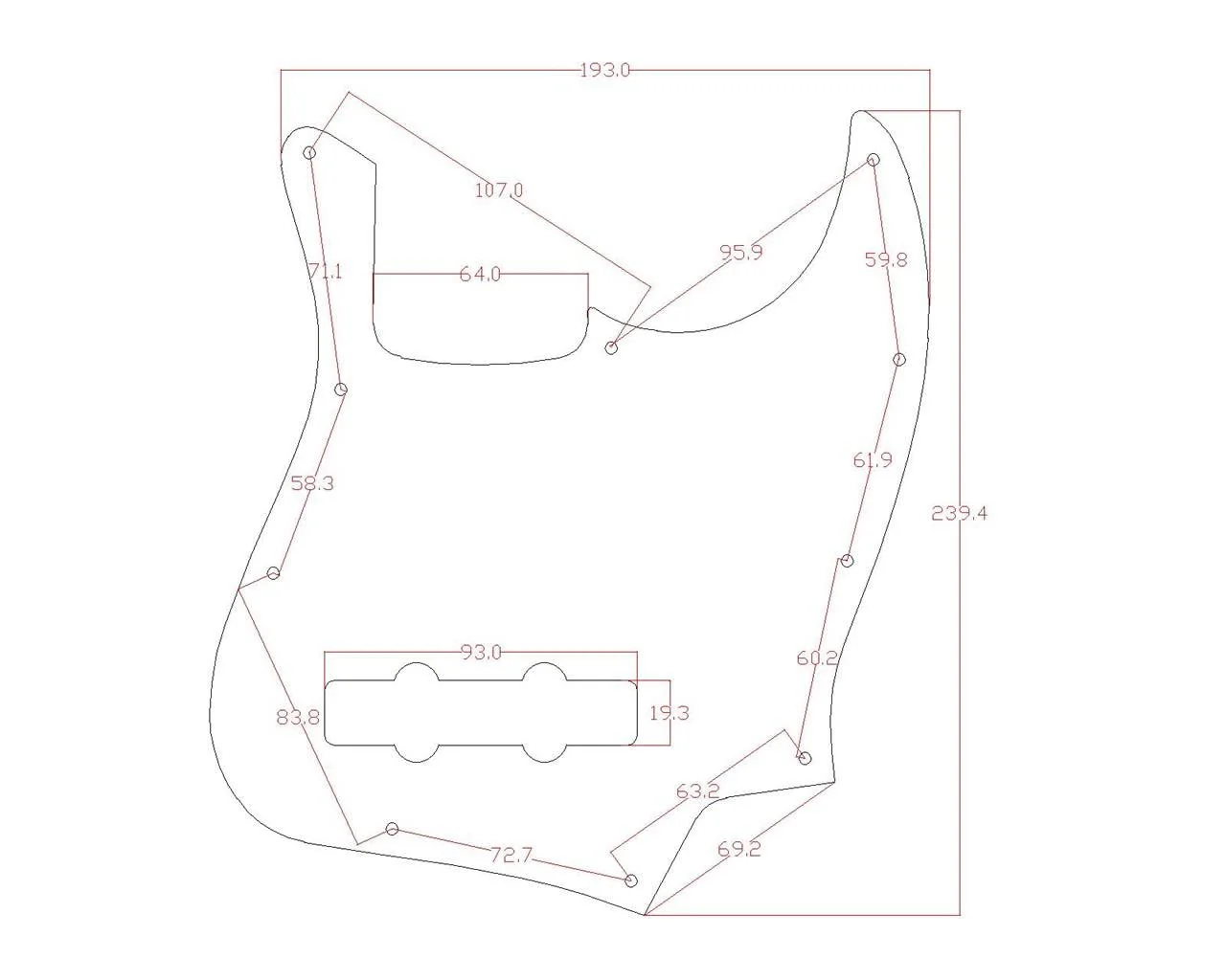 KAISH 4 String J Bass Style Pickguard Bass Pick Guard Scratch Plate for USA/Mexico Jazz J Bass Vintage Tortoise - Image 2