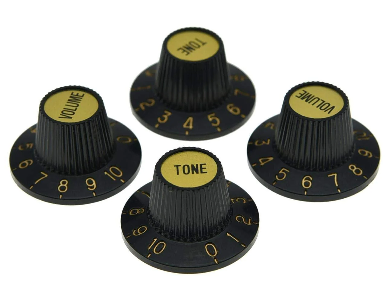 KAISH 4X Black with Gold Cap LP Guitar Witch Hat Knobs Top Hat Knob for Epi Les Paul SG Black w/Gold Cap - Image 2