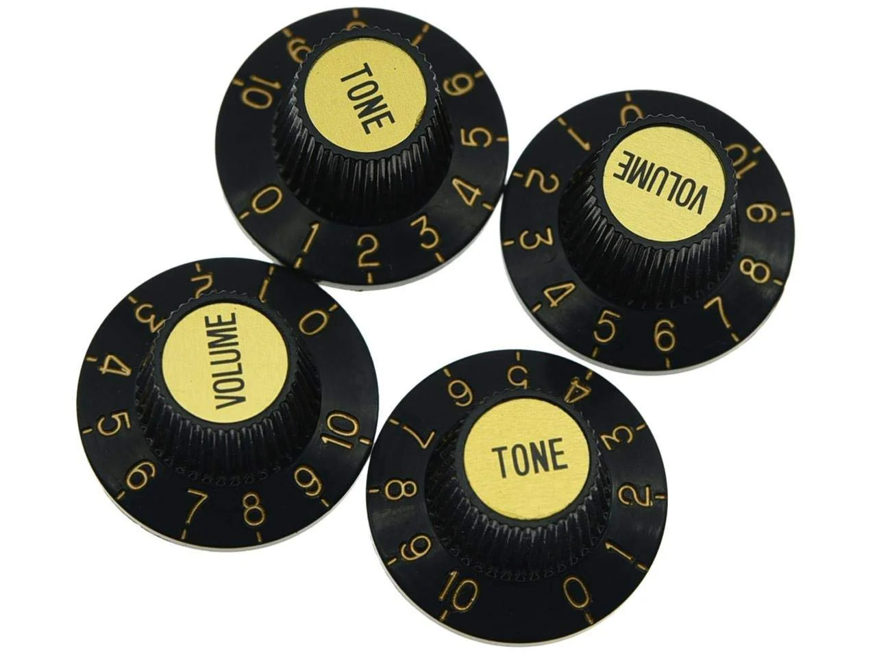 KAISH 4X Black with Gold Cap LP Guitar Witch Hat Knobs Top Hat Knob for Epi Les Paul SG Black w/Gold Cap - Image 3