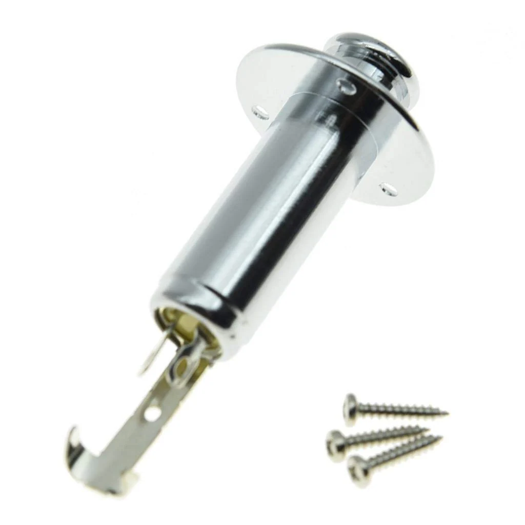 KAISH 6.35mm Acoustic Electric Guitar Bass Mono Endpin Output Jack Strap Button Jack Socket Chrome - Image 2
