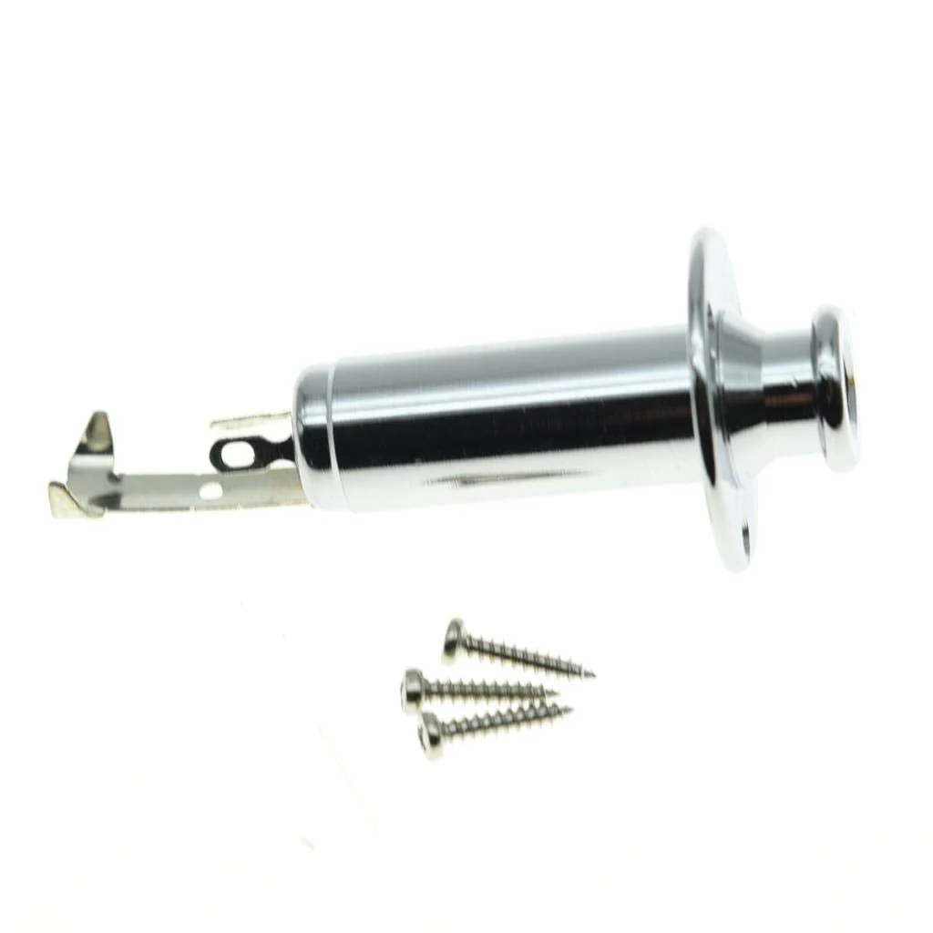 KAISH 6.35mm Acoustic Electric Guitar Bass Mono Endpin Output Jack Strap Button Jack Socket Chrome - Image 3