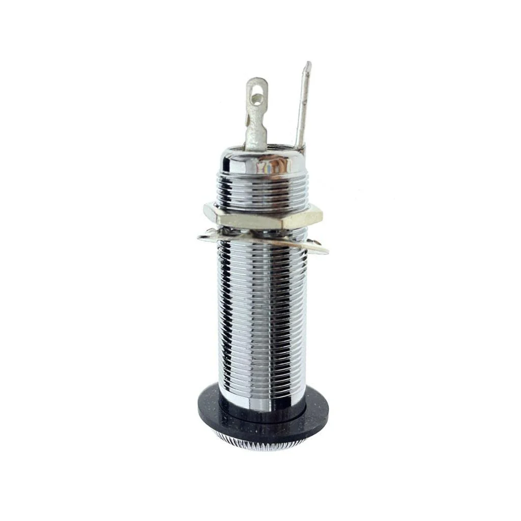 KAISH 6.35mm Brass Mono Guitar Bass Barrel Jack Socket Cylinder Input Output Jack with 3 Pins Chrome - Image 2