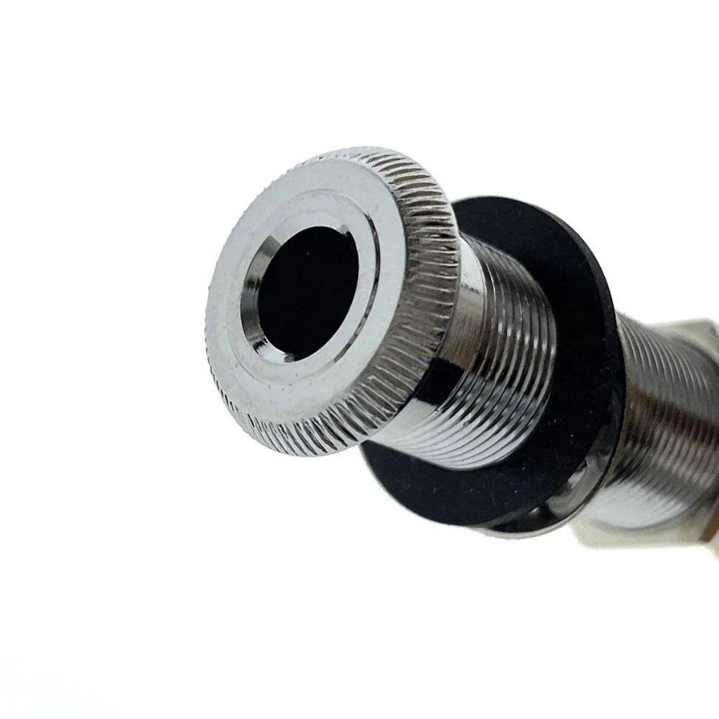 KAISH 6.35mm Brass Mono Guitar Bass Barrel Jack Socket Cylinder Input Output Jack with 3 Pins Chrome - Image 3