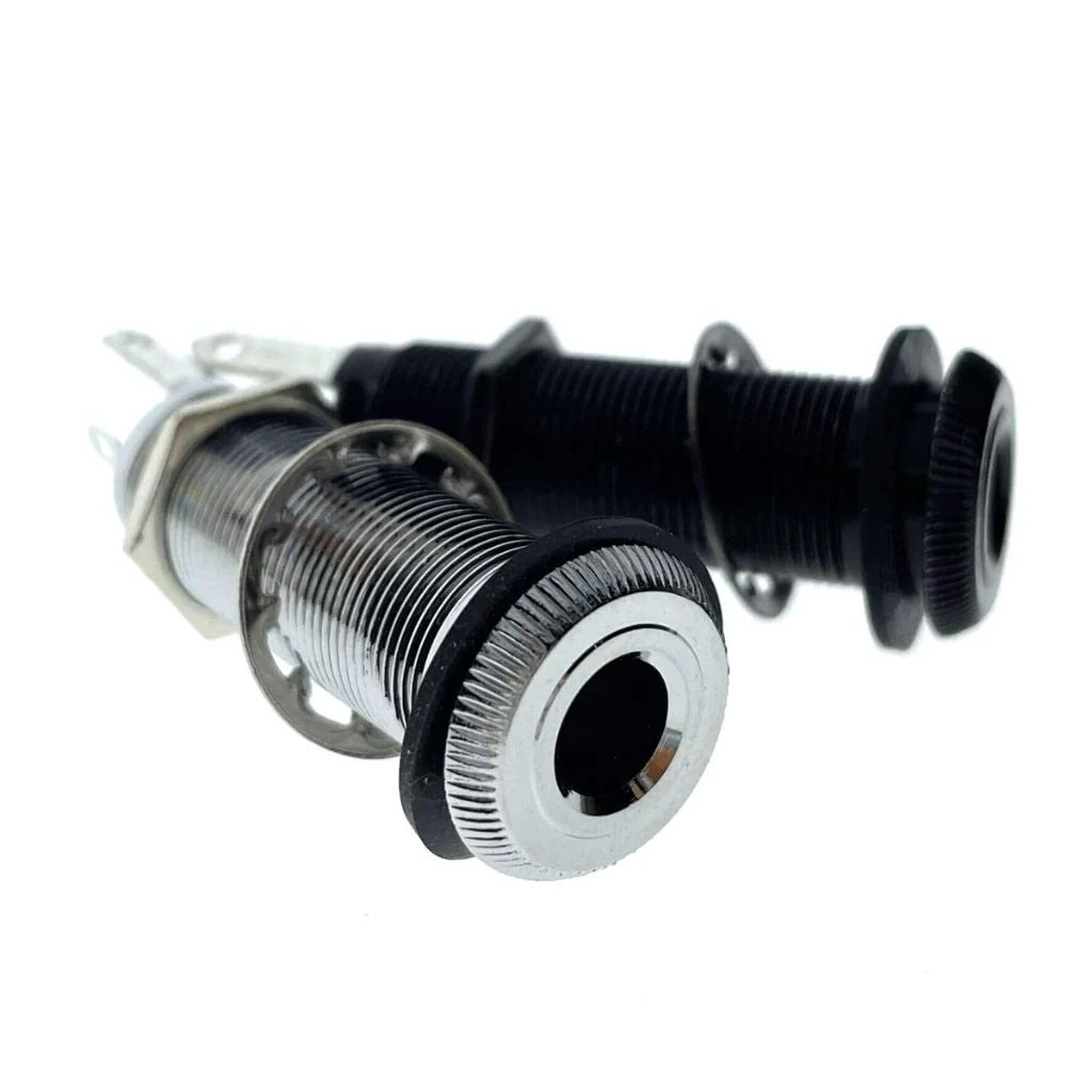 KAISH 6.35mm Brass Mono Guitar Bass Barrel Jack Socket Cylinder Input Output Jack with 3 Pins Chrome - Image 4