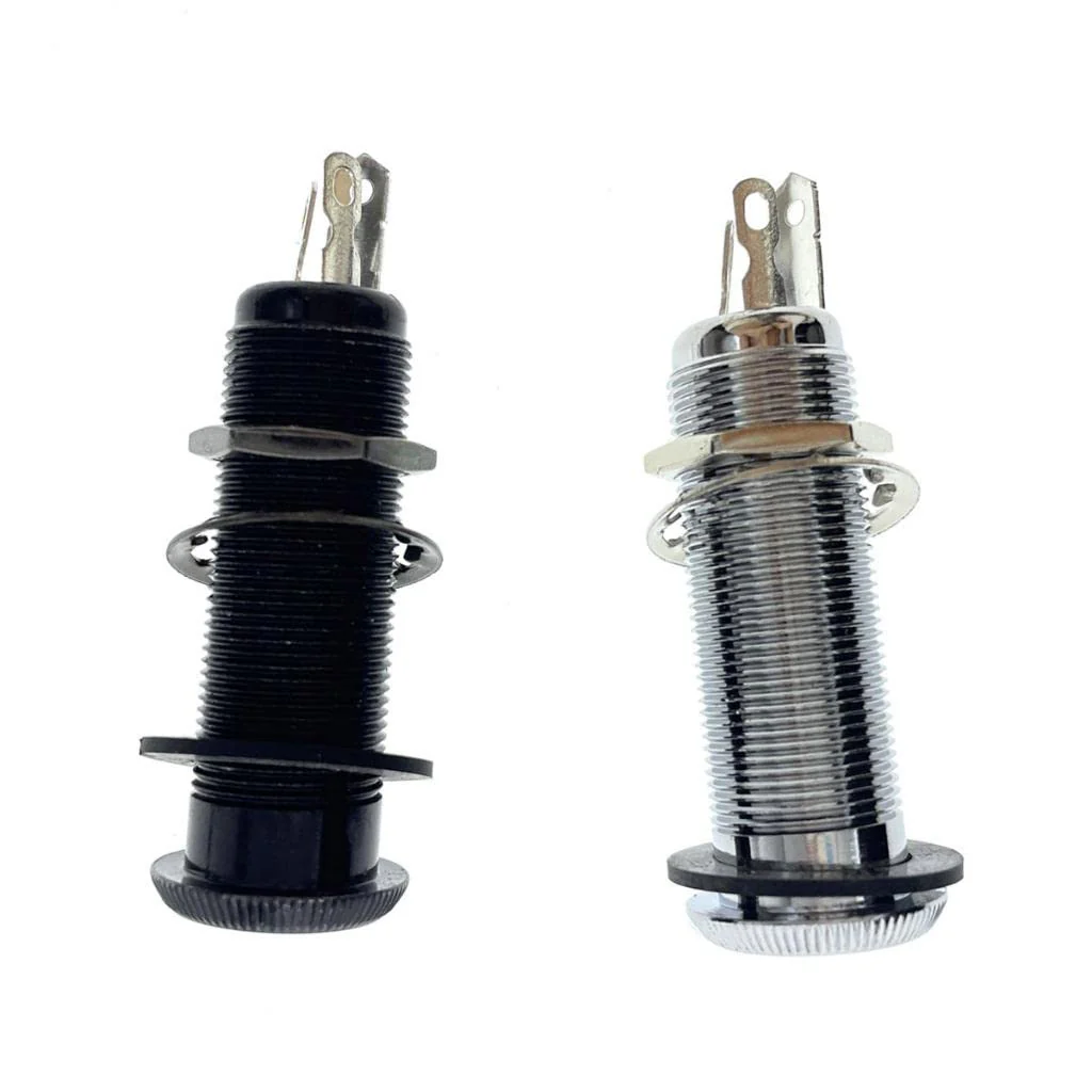 KAISH 6.35mm Brass Mono Guitar Bass Barrel Jack Socket Cylinder Input Output Jack with 3 Pins Chrome - Image 5