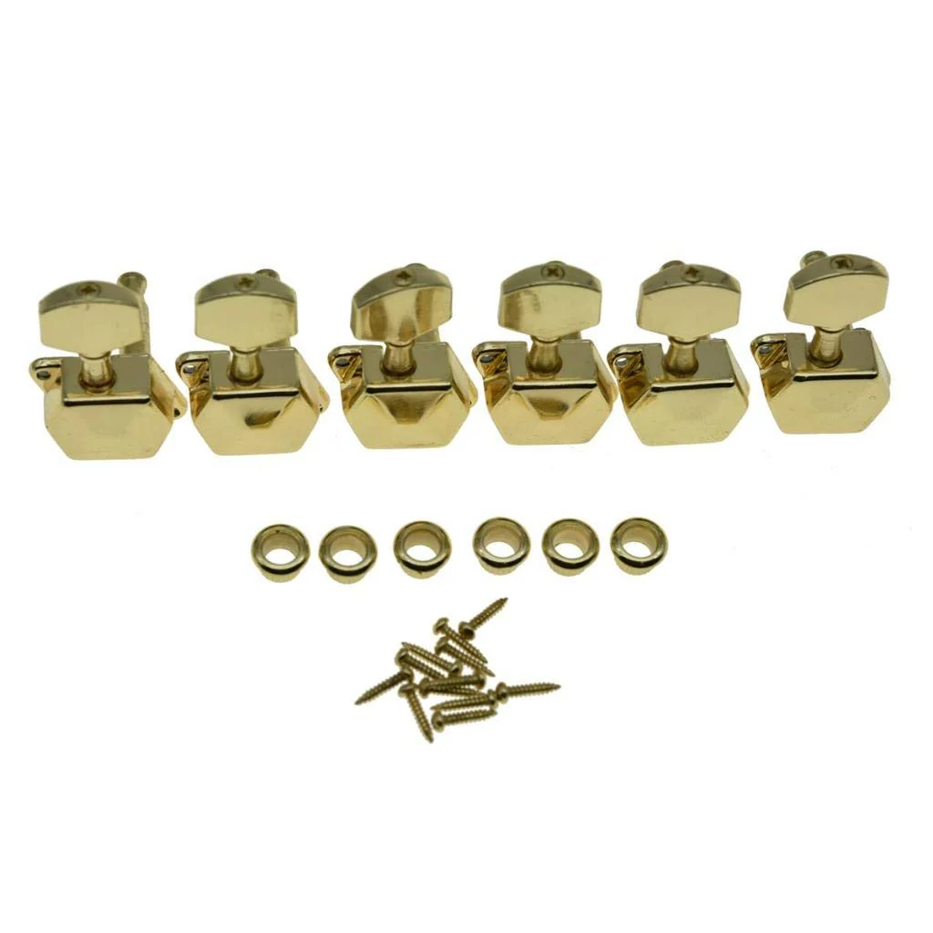 KAISH 6 Inline Semi-Closed Guitar Tuning Keys Pegs Guitar Tuners Machine Heads for Electric Guitars Gold - Image 3