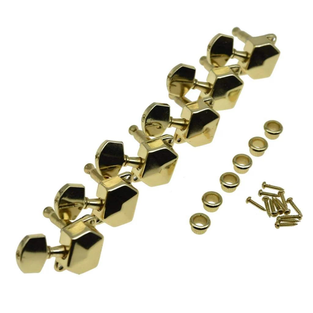KAISH 6 Inline Semi-Closed Guitar Tuning Keys Pegs Guitar Tuners Machine Heads for Electric Guitars Gold - Image 4