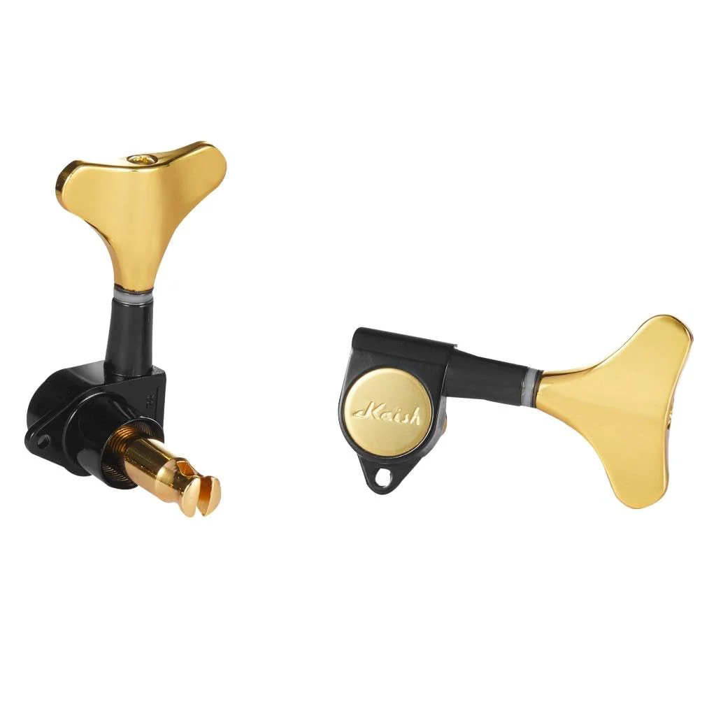 KAISH 6 String 3R3L 18:1 Sealed Bass Tuners Bass Guitar Tuning Keys Tuning Machine Heads for Ibanez/Yamaha Style Acoustic/Electric Bass Black with Gold - Image 3