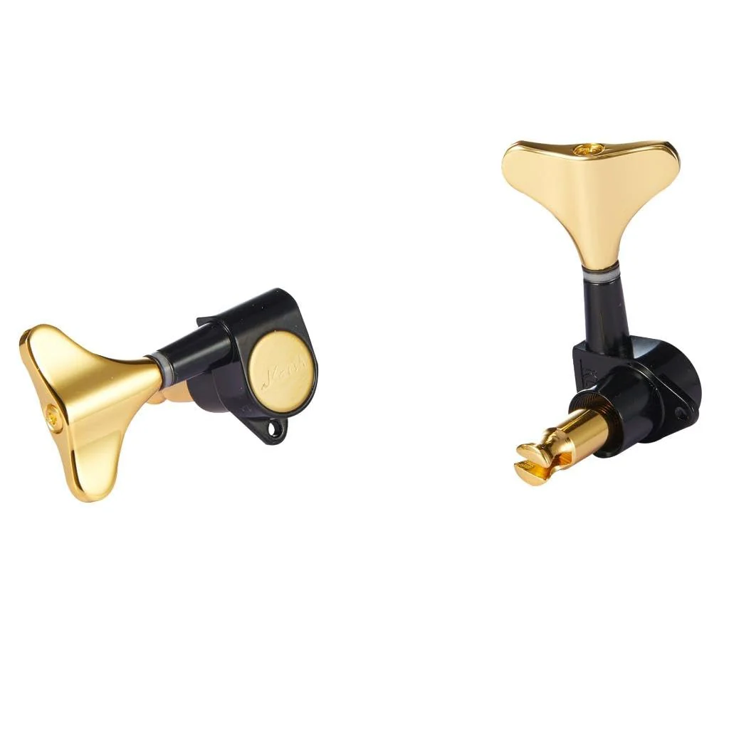 KAISH 6 String 3R3L 18:1 Sealed Bass Tuners Bass Guitar Tuning Keys Tuning Machine Heads for Ibanez/Yamaha Style Acoustic/Electric Bass Black with Gold - Image 4