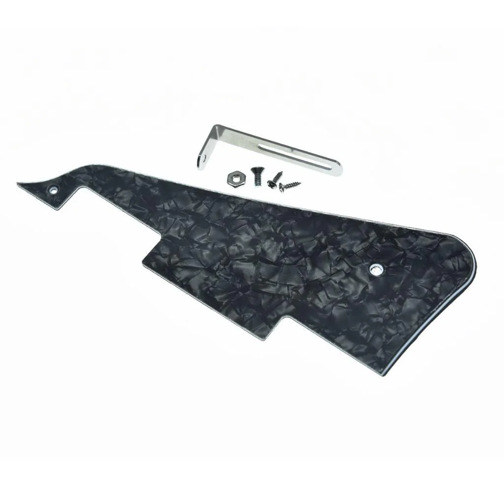 KAISH Black Pearl LP Guitar Pickguard with Chrome Stainless Steel Bracket and Steel Mounting Screws for USA Les Paul Chrome Bracket - Image 4