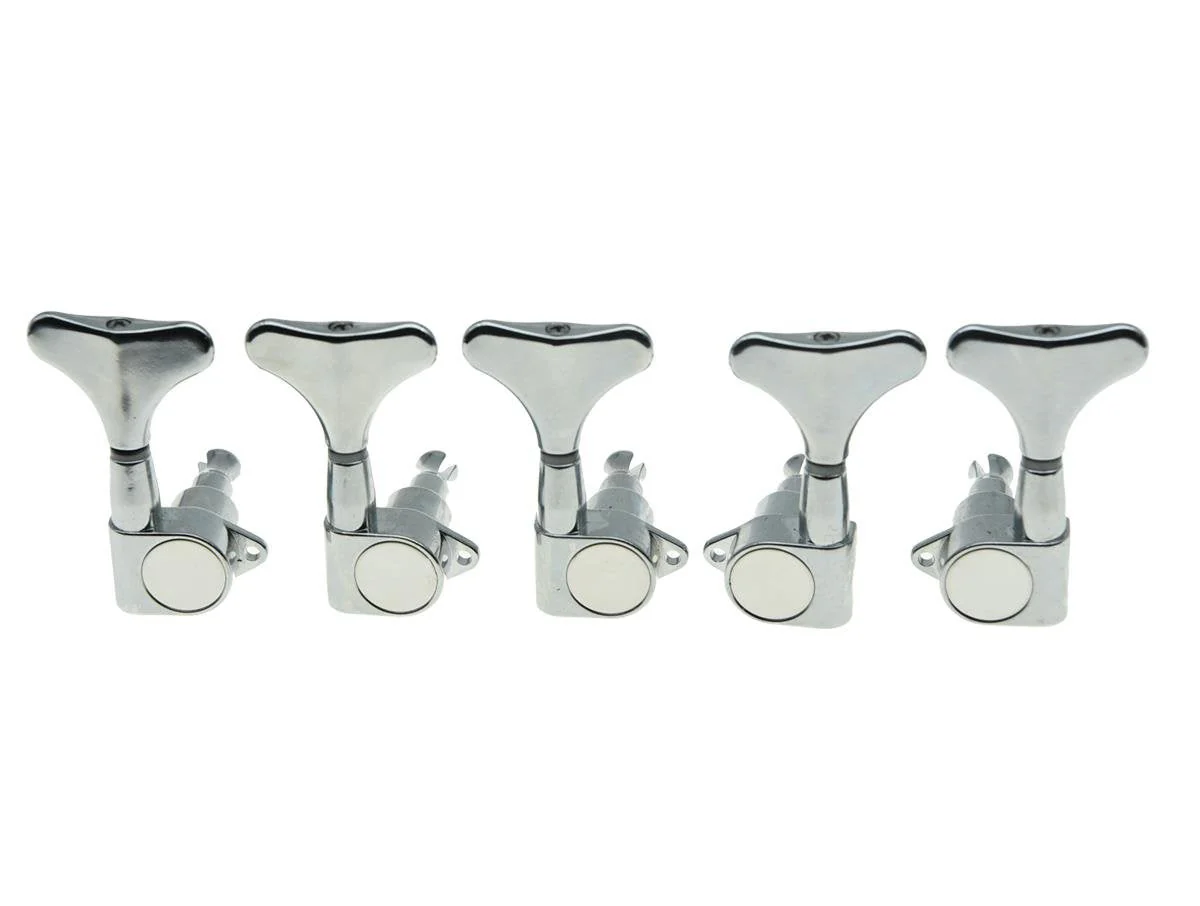 KAISH Chrome 2+3 Sealed Bass Tuners 2L3R Tuning Keys Pegs 5 String Bass Guitar Machine Heads 2L3R Chrome - Image 2