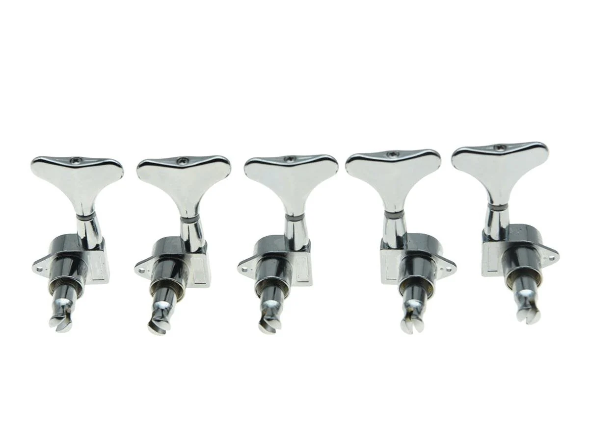 KAISH Chrome 2+3 Sealed Bass Tuners 2L3R Tuning Keys Pegs 5 String Bass Guitar Machine Heads 2L3R Chrome - Image 3