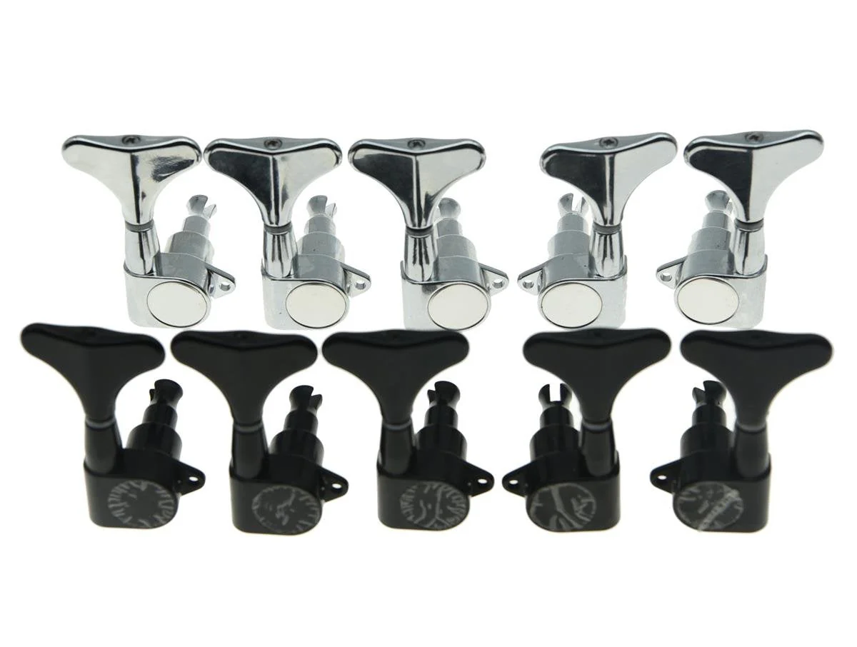 KAISH Chrome 2+3 Sealed Bass Tuners 2L3R Tuning Keys Pegs 5 String Bass Guitar Machine Heads 2L3R Chrome - Image 6