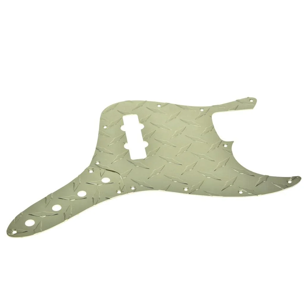 KAISH Diamond Plate 4 String Jazz J Bass Pickguard with Metal Aluminum JB Control Plate and Screws for American/Mexican FD Jazz Bass Gold Pickguard and Control Plate Gold-3 - Image 5